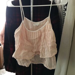 PINK RUFFEL CROPPED TANK